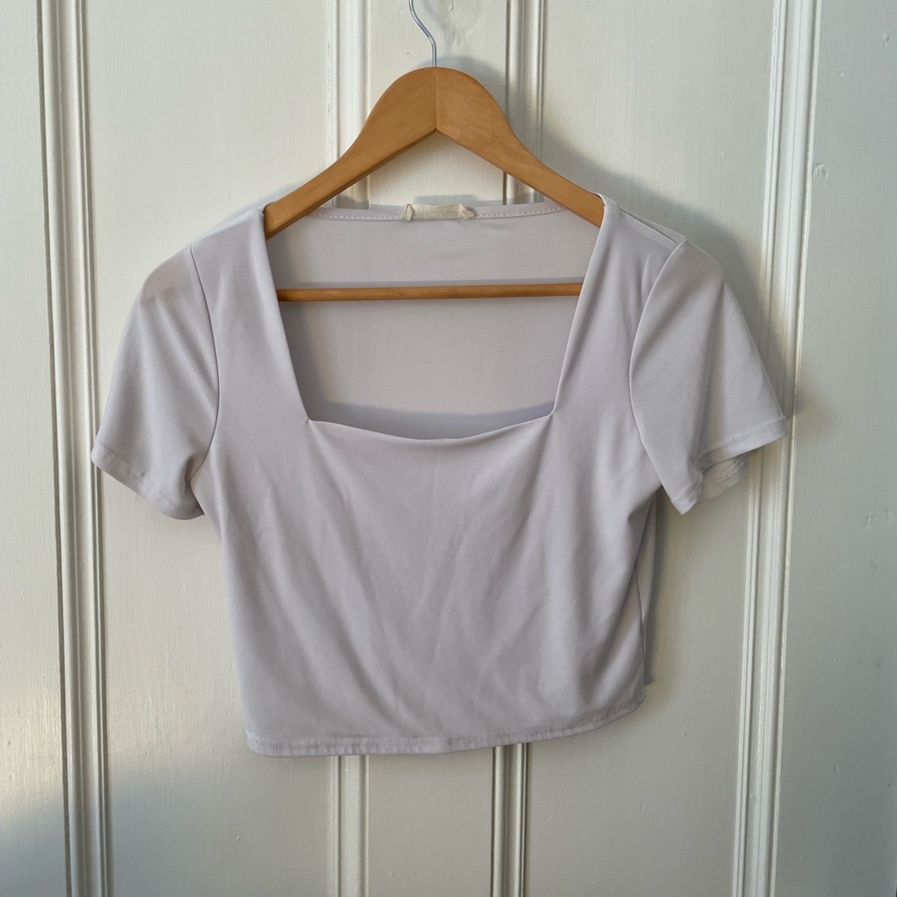 White square neck top